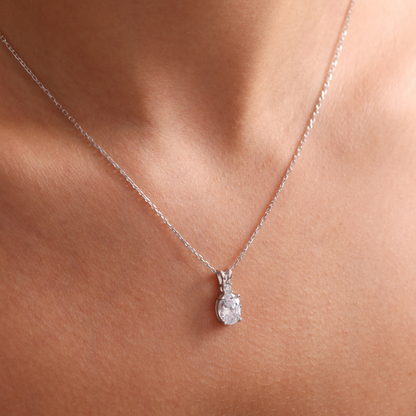 Family Birthstone Necklace, Diamond Style Single Stone