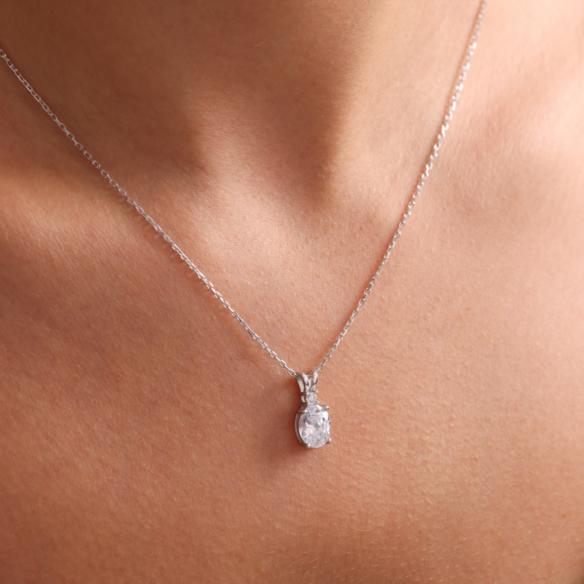 Family Birthstone Necklace as Christmas Gift, Diamond Cut, Single Zircone Stone