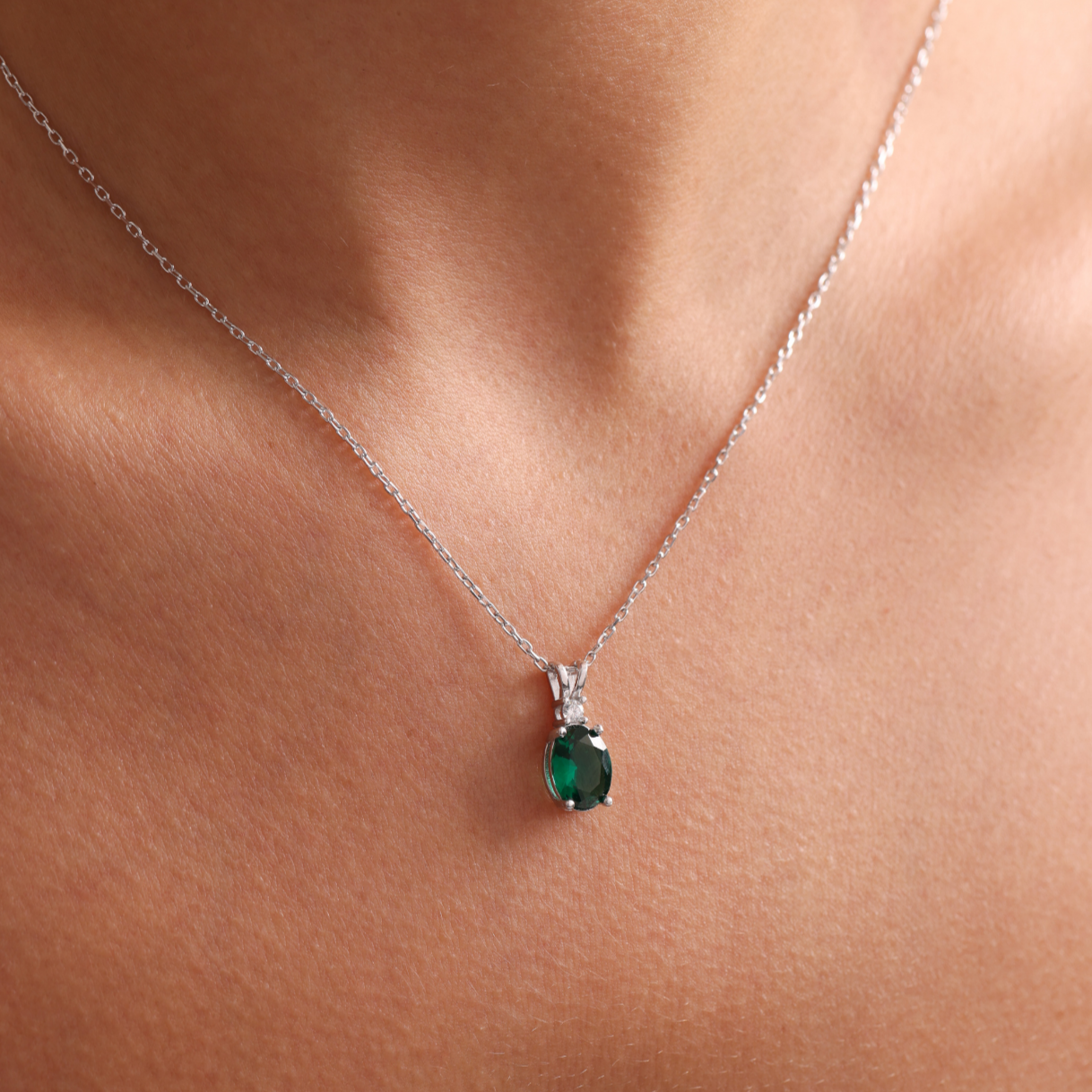 Family Birthstone Necklace, Diamond Style Single Stone