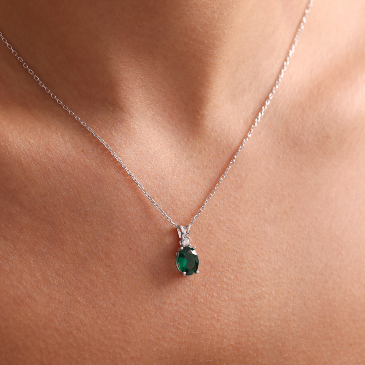 Family Birthstone Necklace as Christmas Gift, Diamond Cut, Single Zircone Stone