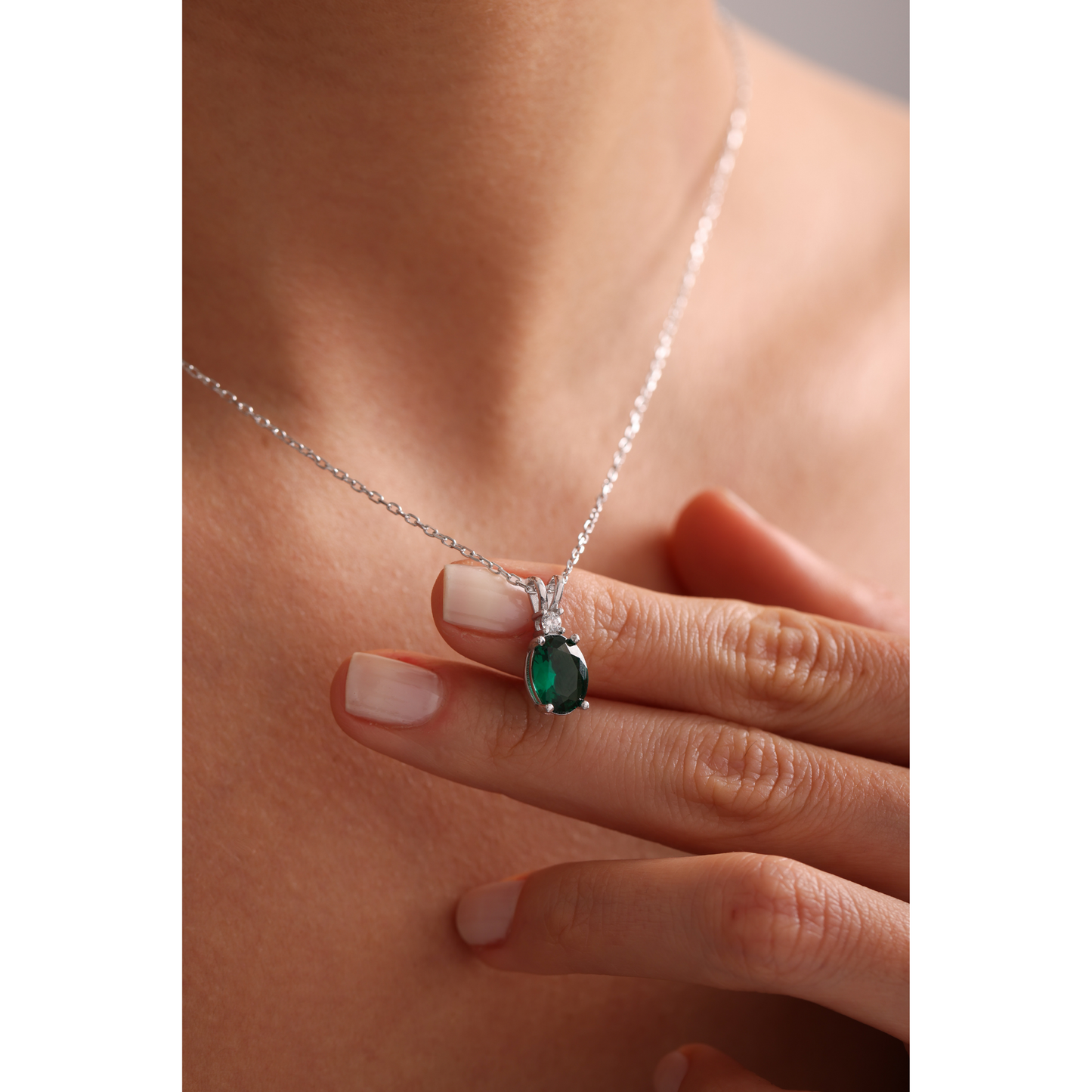 Family Birthstone Necklace, Diamond Style Single Stone