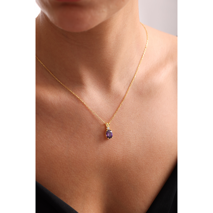 Family Birthstone Necklace, Diamond Style Single Stone