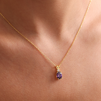 Family Birthstone Necklace as Christmas Gift, Diamond Cut, Single Zircone Stone