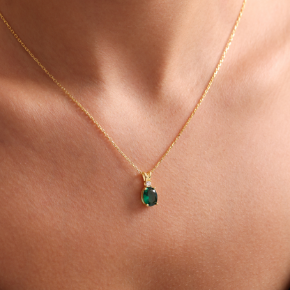 Family Birthstone Necklace as Christmas Gift, Diamond Cut, Single Zircone Stone