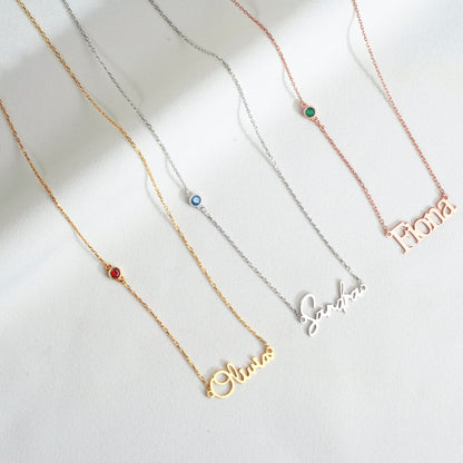 Name Necklace with Custom Birthstone, Specific Christmas Gift Idea, Memorable Mother Gift