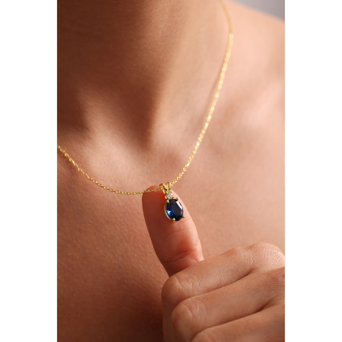 Family Birthstone Necklace, Diamond Style Single Stone