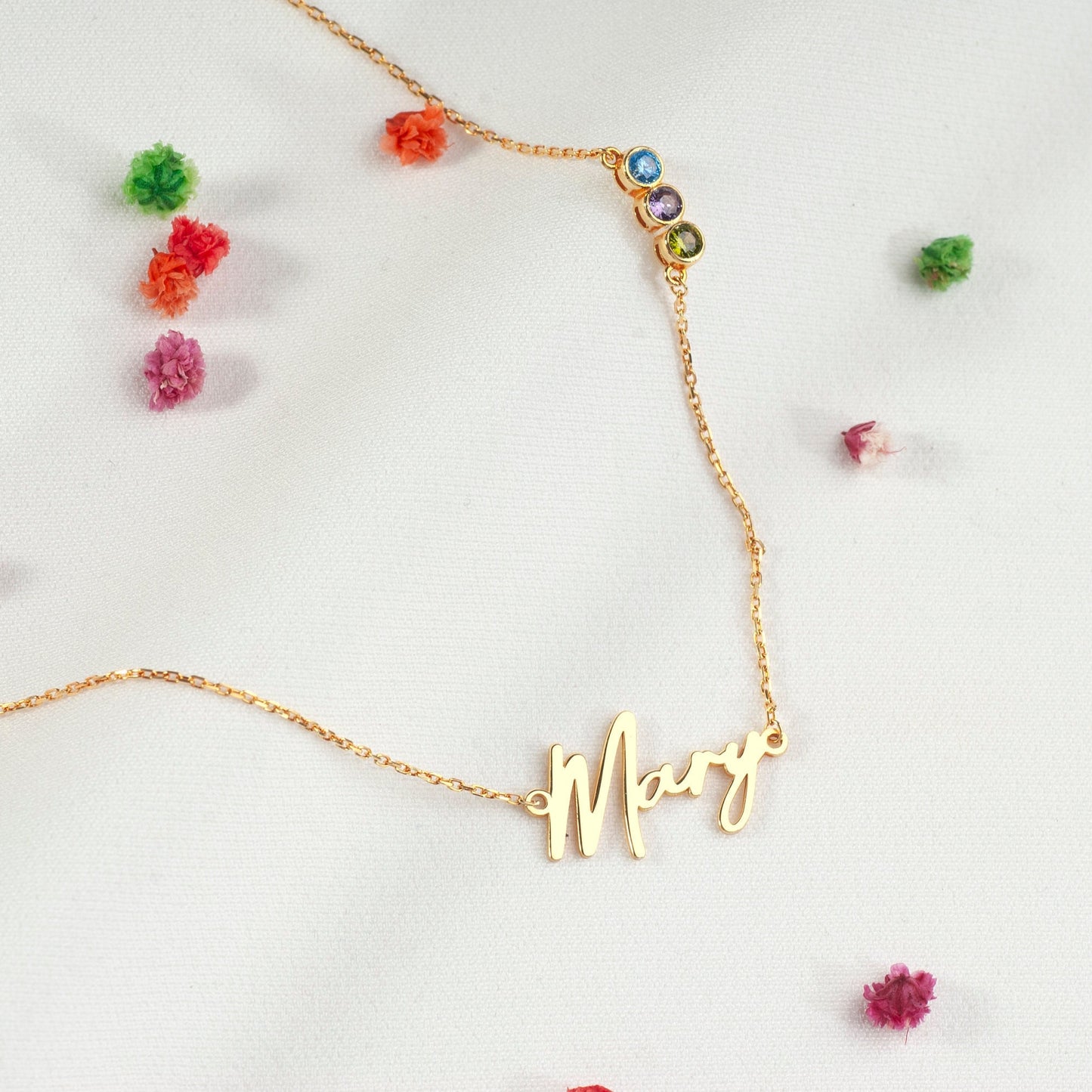 Name Necklace with Custom Birthstone, Specific Christmas Gift Idea, Memorable Mother Gift