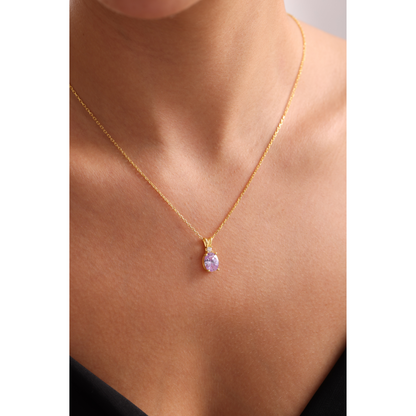 Family Birthstone Necklace, Diamond Style Single Stone