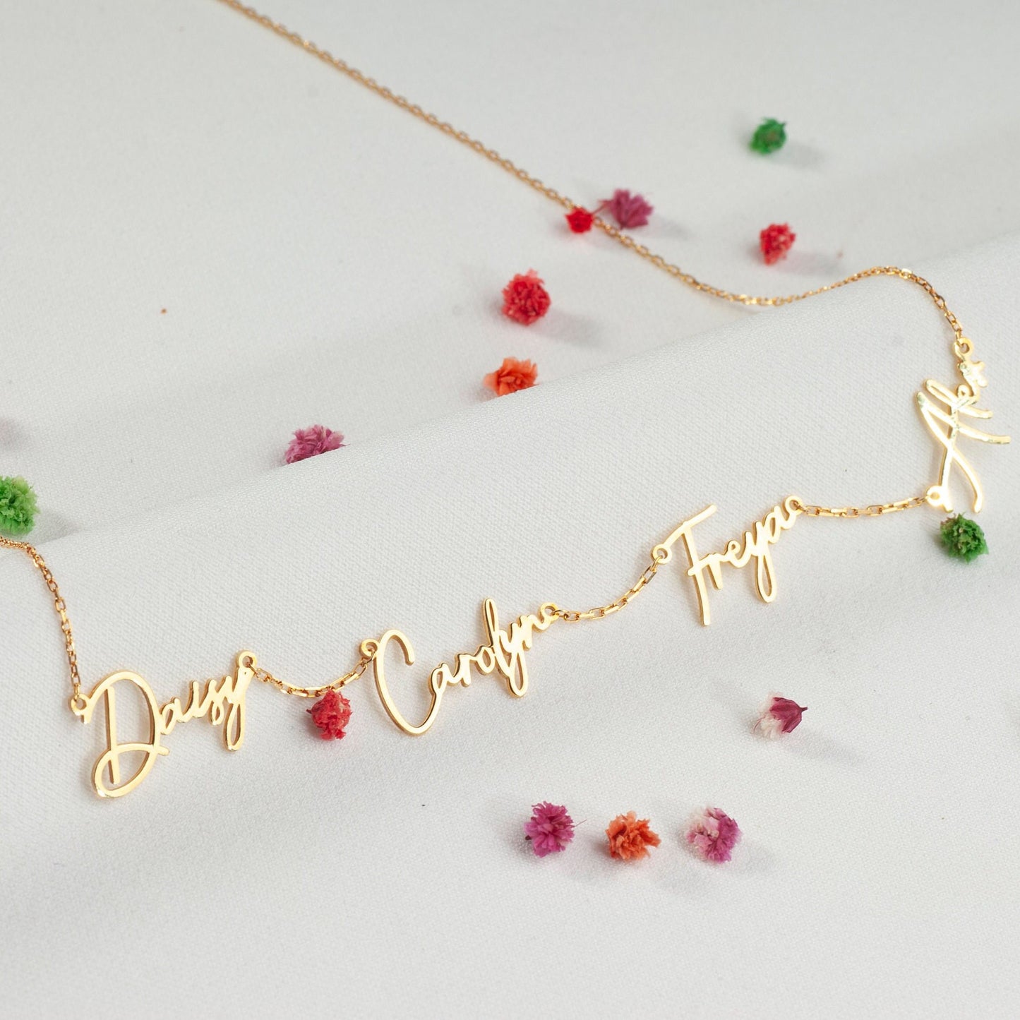 Name Necklace with Multiple Charms as Mother Gift, Memorable Christmas Gift to Loved One