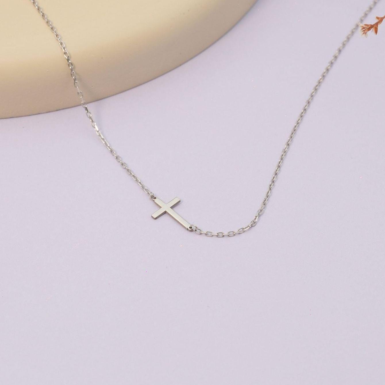 14K Gold Plated Cross Necklace, Christmas Gift for Mother, Gift for Her