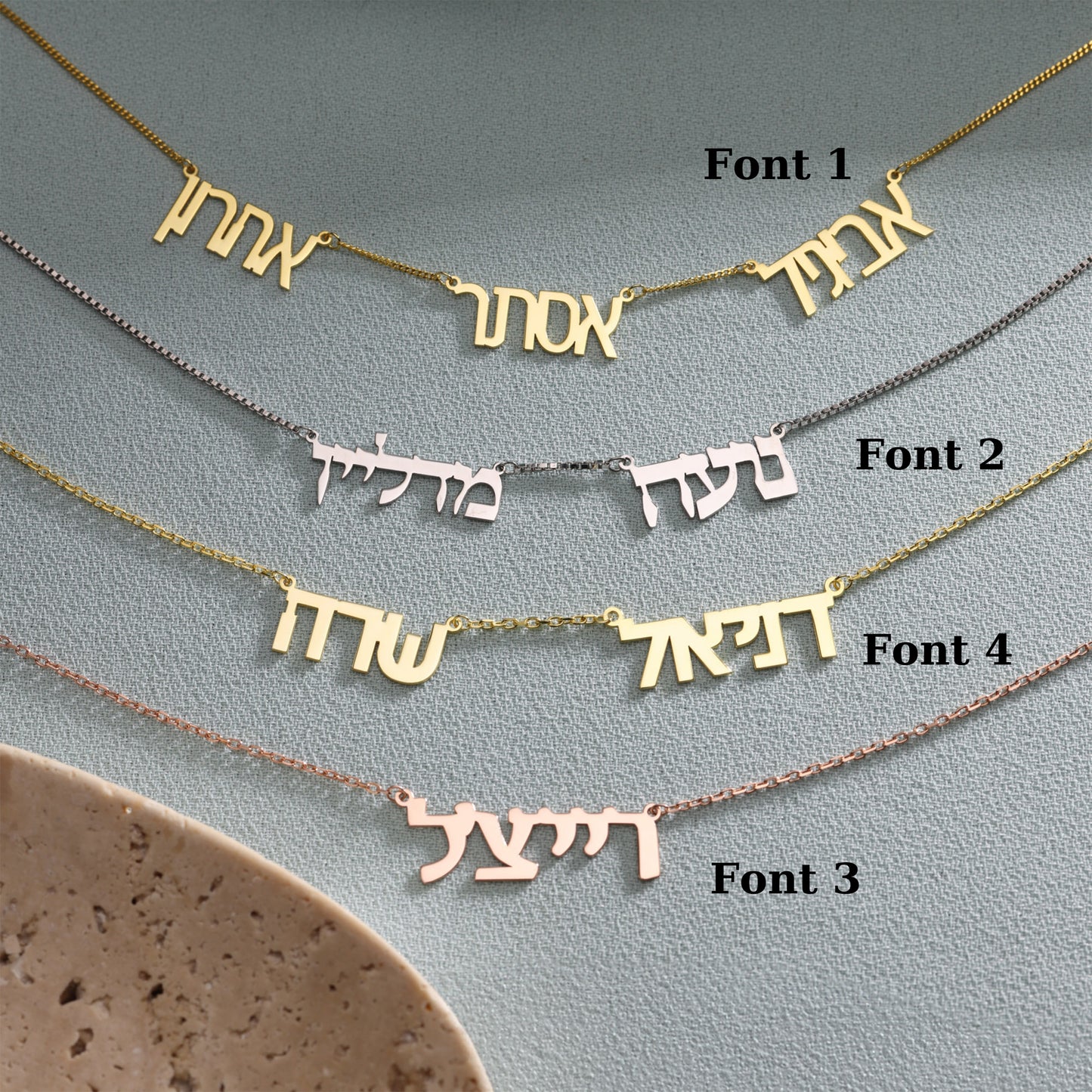 Hebrew Name Necklace, Mother Gift, New Year Gift for Family Members