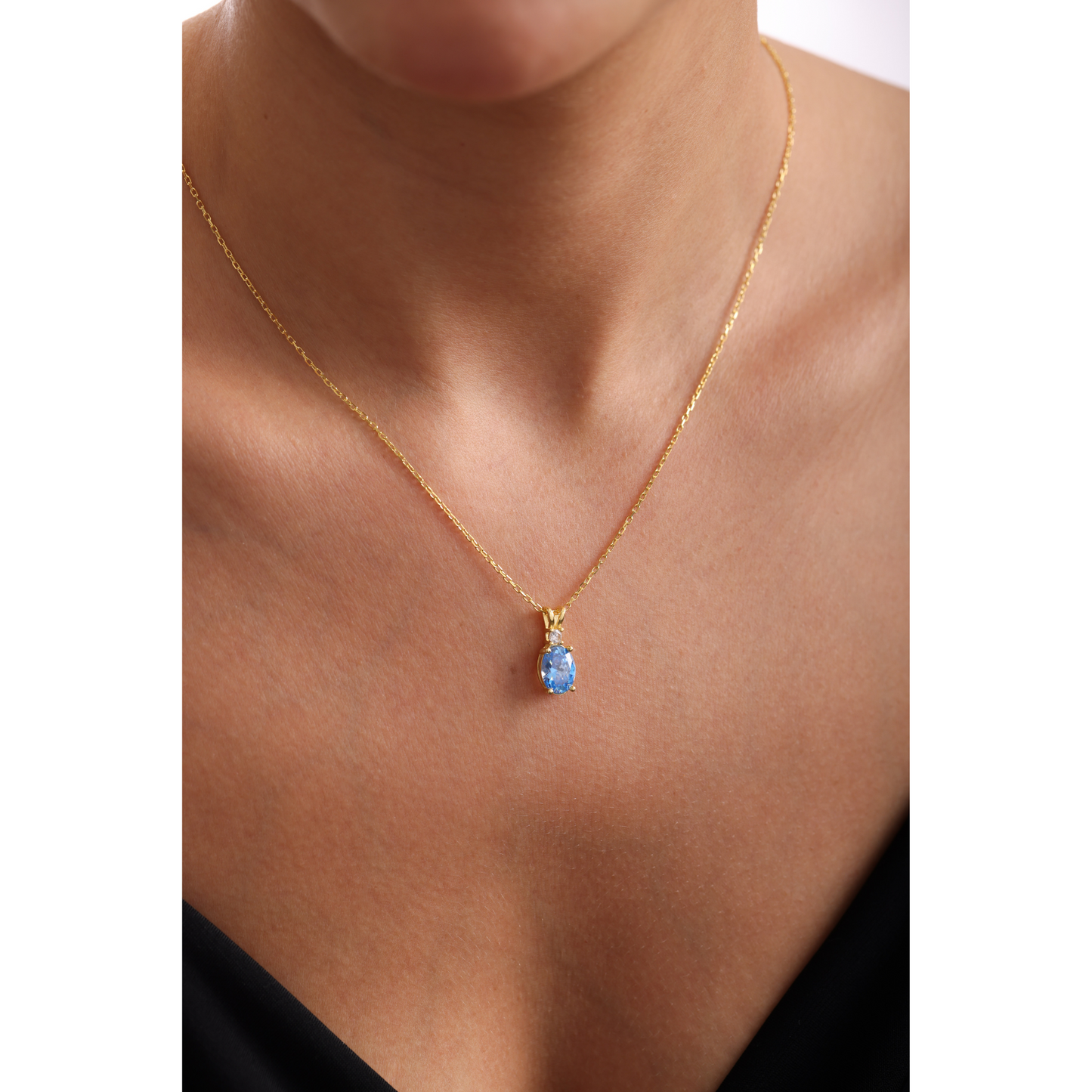 Family Birthstone Necklace, Diamond Style Single Stone