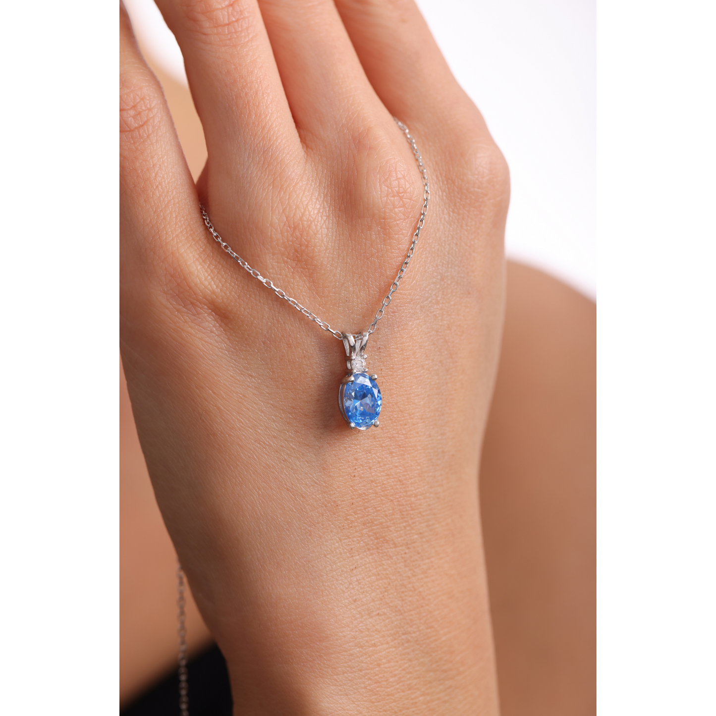 Family Birthstone Necklace, Diamond Style Single Stone