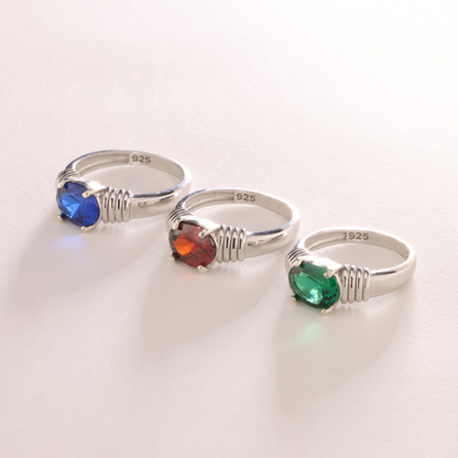 Birthstone Ring for Women, 100% Sterling Silver Ring and Zircone Stone