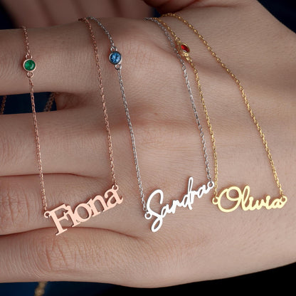 Name Necklace with Custom Birthstone, Specific Christmas Gift Idea, Memorable Mother Gift