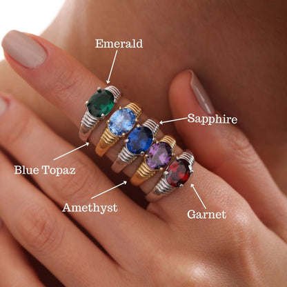 Birthstone Ring for Women, 100% Sterling Silver Ring and Zircone Stone