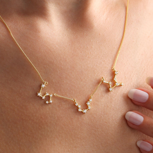 Constellation Necklace with Zodiac Charms of Family Members, Custom Astrology Gift for Christmas