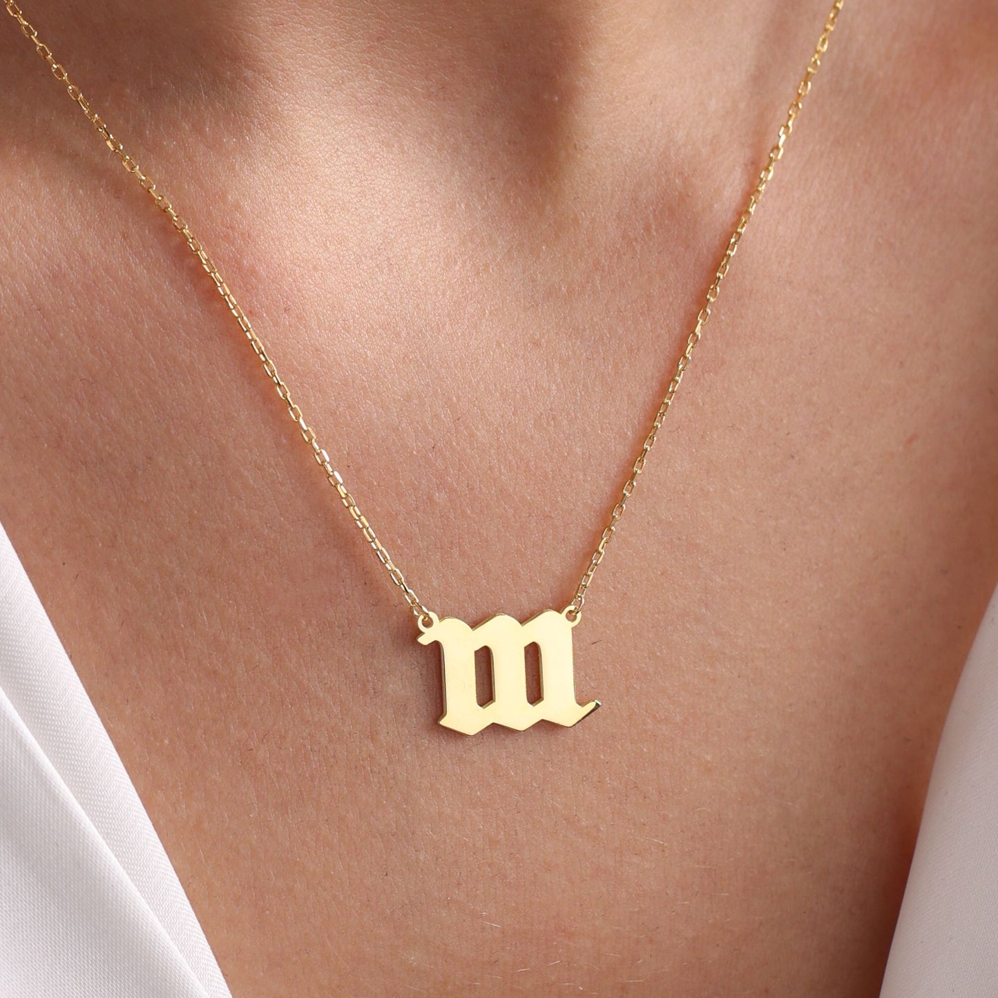 Angel Lucky Number and Initial Necklace