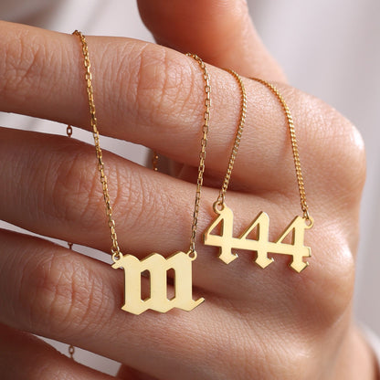 Angel Lucky Number and Initial Necklace