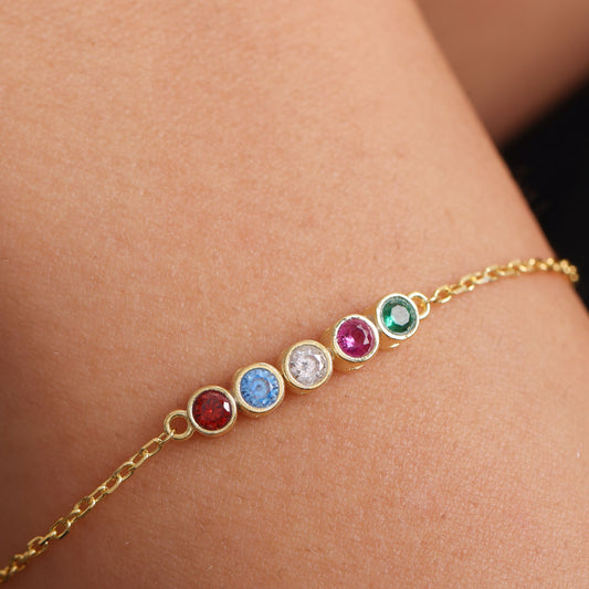 Family Birthstone Bracelet, Birth Month Jewel Gift