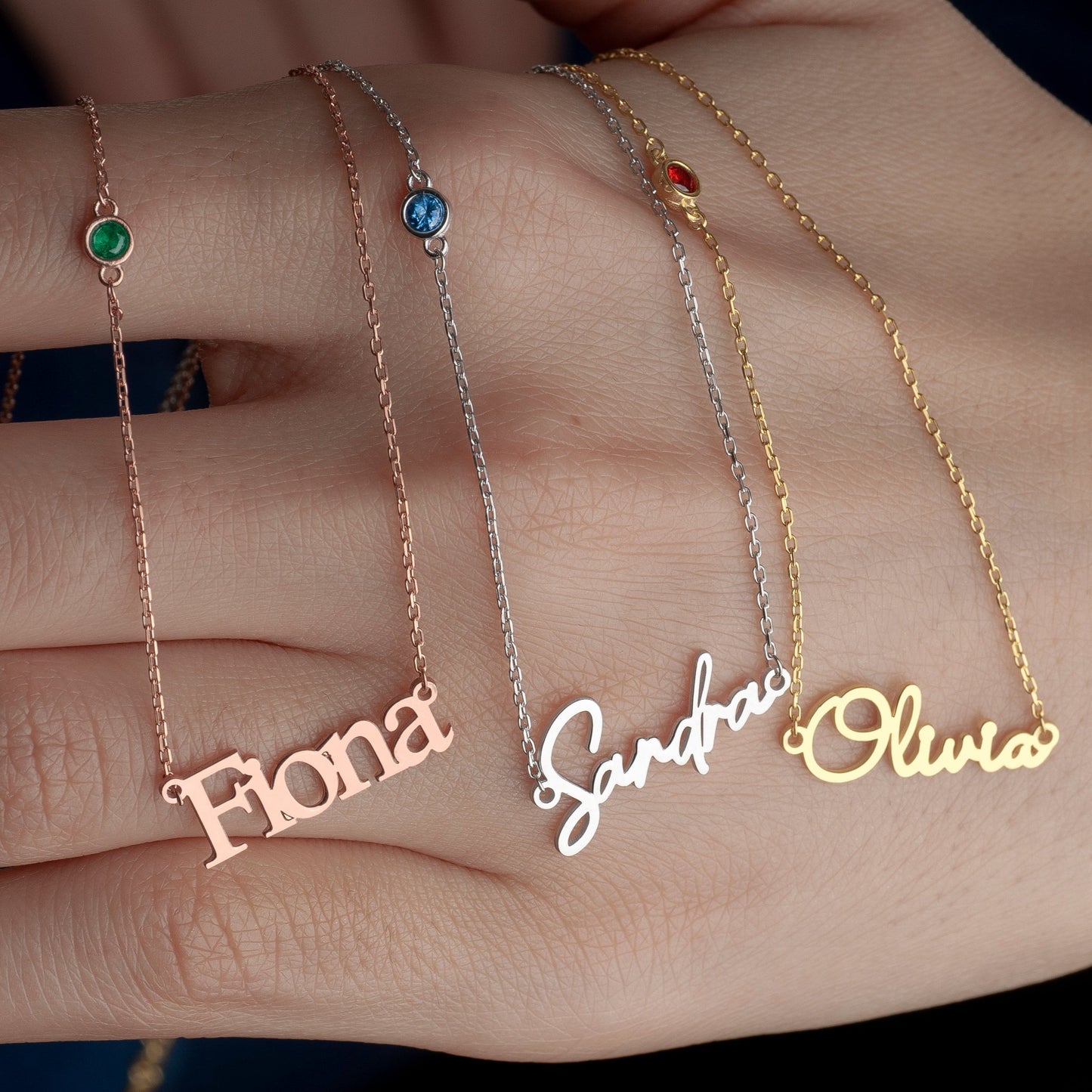 Name Necklace with Custom Birthstone, Specific Christmas Gift Idea for Mother