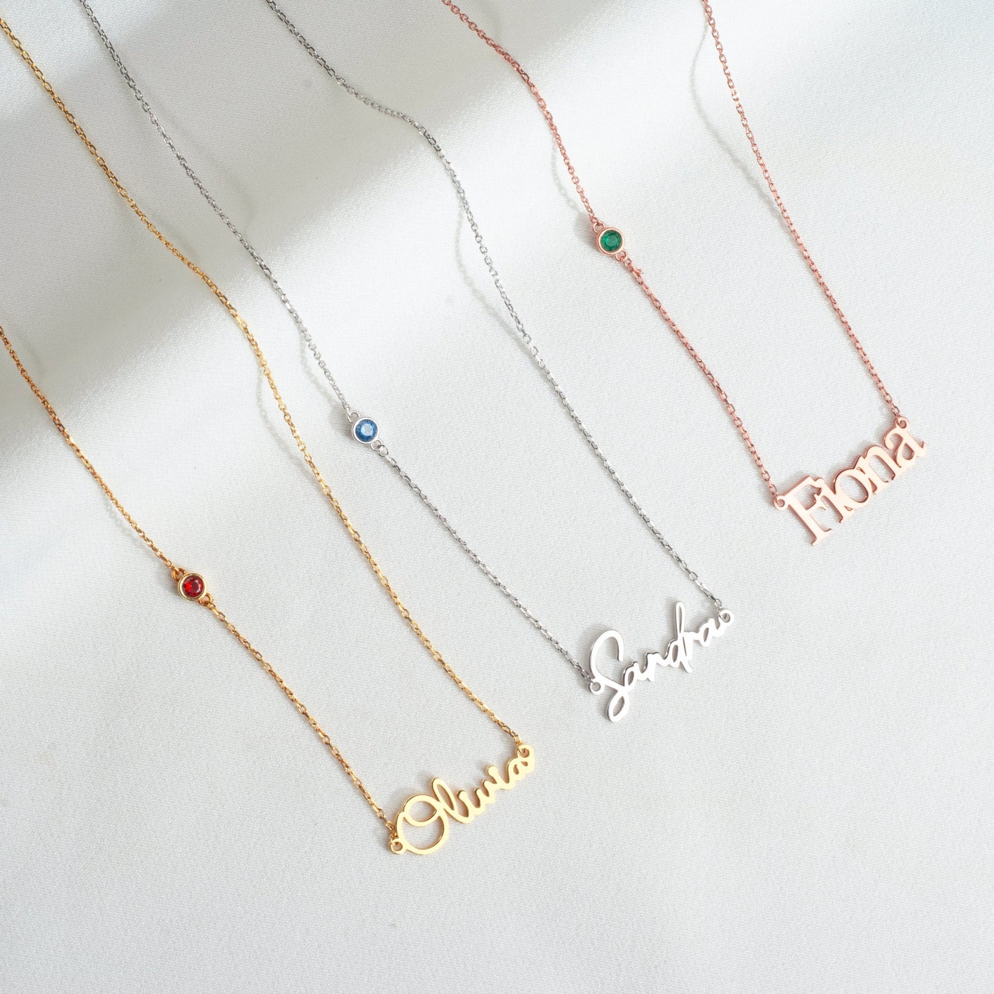 Name Necklace with Custom Birthstone, Specific Christmas Gift Idea for Mother