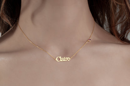 Name Necklace with Custom Birthstone, Specific Christmas Gift Idea for Mother