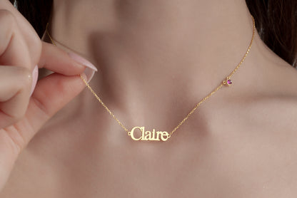 Name Necklace with Custom Birthstone, Specific Christmas Gift Idea for Mother